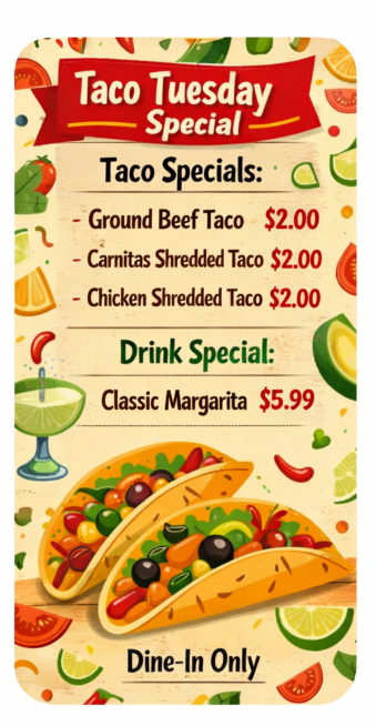 Mellos Mexican Bar & Grill discount or special offer 1